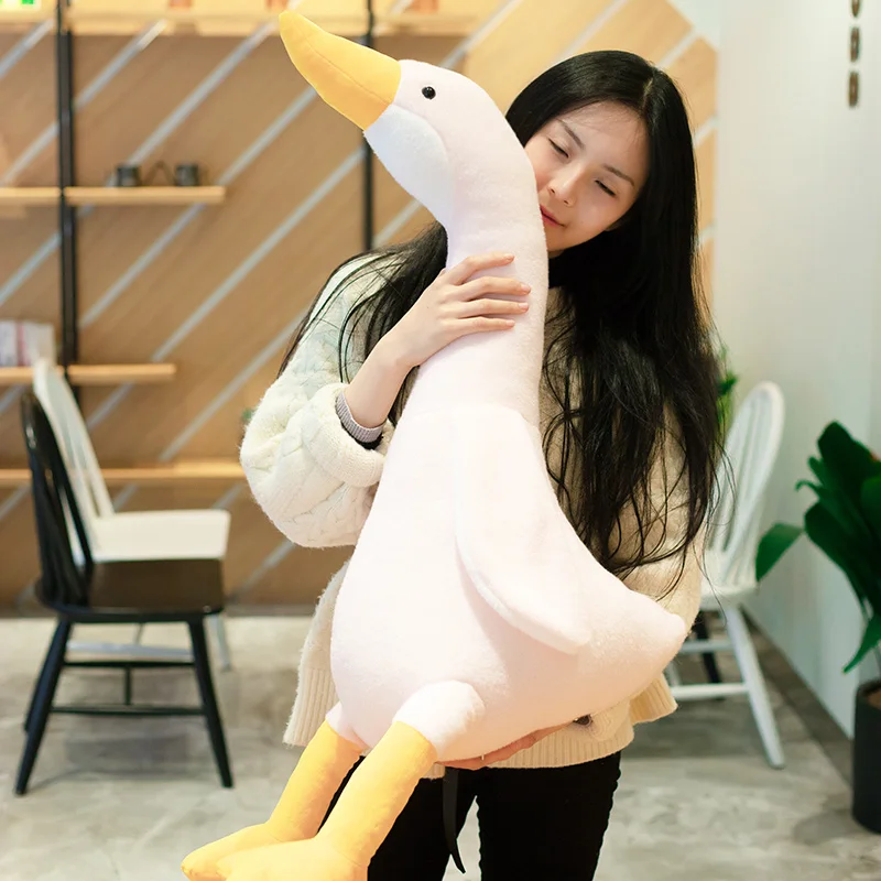 32-100cm Big Plush White Duck Toy Giant SIze Pink Sky Long Neck Goose Lifelike Animal Doll toys for Kids Birthday Gift |