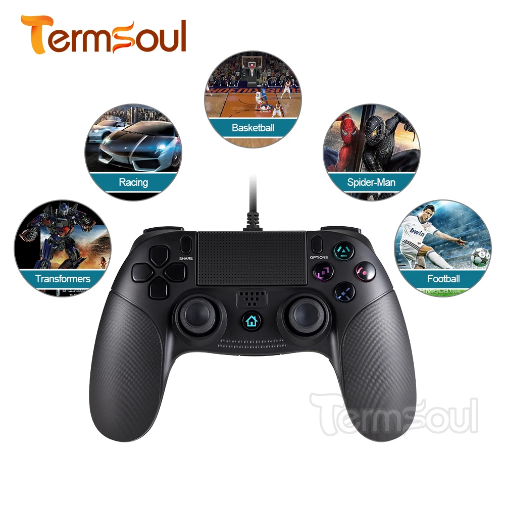 Проводной контроллер для PS4 NA15 Двойной вибрационный ударный геймпад PlayStation 4 с