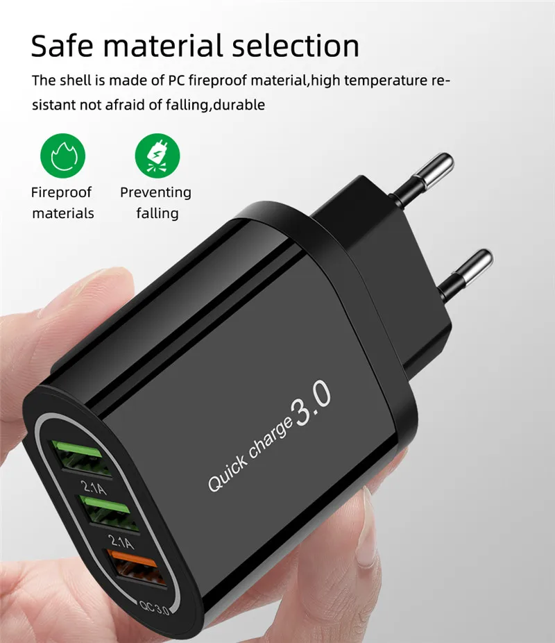 18 Вт Быстрая зарядка 3,0 USB зарядное устройство 3 порта QC3.0 Быстрая зарядка для iPhone 11 11Pro Max samsung S10 huawei P30 настенное зарядное устройство адаптер