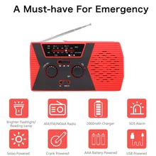 Аварийный Солнечный Ручной радио с AM/FM светодиодный светильник для чтения SOS сигнал тревоги 999