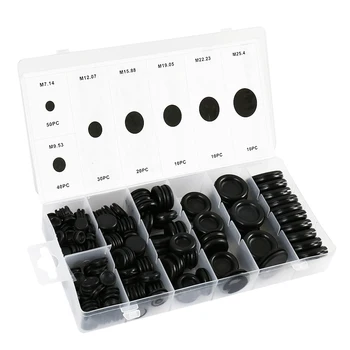 

170pcs Black Rubber Grommet Firewall Hole Plug Retaining Ring Set Car Electrical Wire Gasket Kit For Cylinder Valve Water Pipe