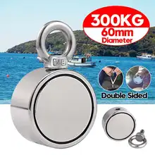 300 кг двухсторонний магнит для рыбалки, сильный круглый неодимовый рыболовный магнит, тянущий монтажный горшок с кольцевым отверстием, инструмент для Глубоководной Рыбалки
