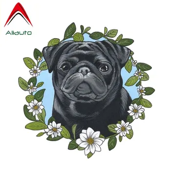 

Aliauto Funny Car Sticker A Lovely Wreath Dog Decoration PVC Decal Water Proof for Nissan Suzuki Peugeot Skoda Volvo,14cm*14cm