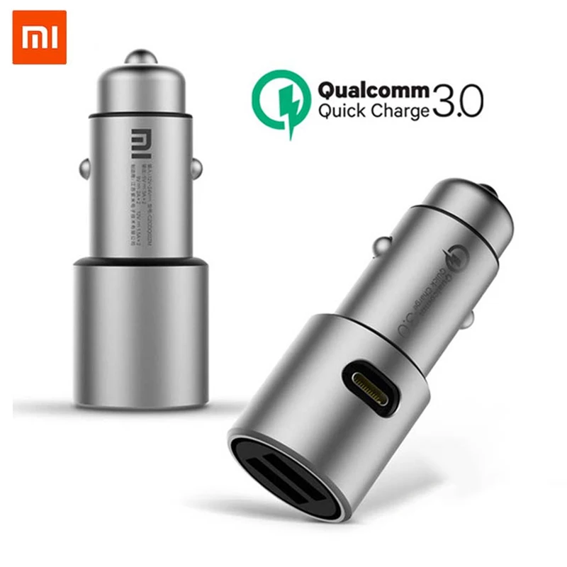 Зарядное устройство для автомобилей Xiaomi Mi Car быстрая зарядка два разъема USB QC 3.0 5 В