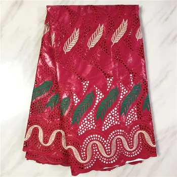 

Red Bazin riche fabric 2020 100% cotton Bazin lace fabric with stones 5yards! FP822