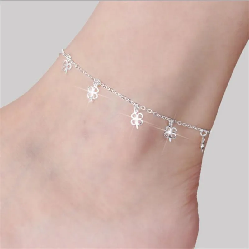 Charm Clover Anklets For Women Jewelry Trendy 925 Sterling Silver Anklet Female Party Accessories Girls Bracelet Charm Clover Anklets For Women Jewelry Trendy 925 Sterling Silver Anklet Female Party Accessories Girls Bracelet