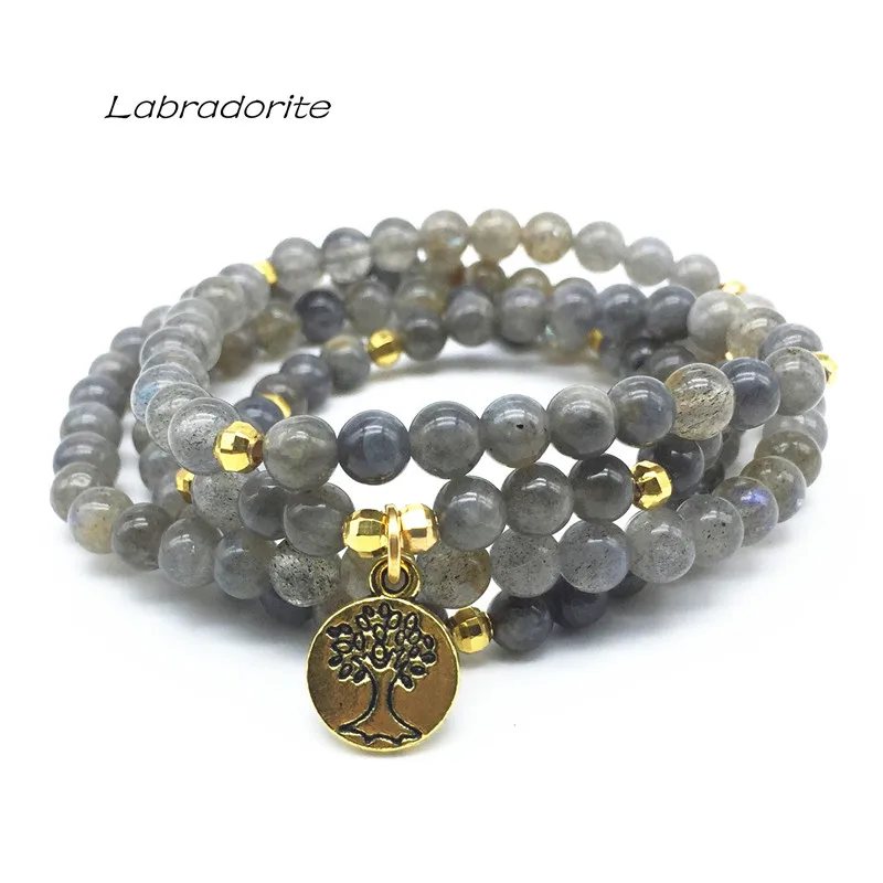 Labradonite Прямая женский браслет из бисера Горячая Распродажа натуральный камень мала женское ожерелье для йоги эластичный браслет желтые нефриты серебряный цвет - Окраска металла: Labradonite