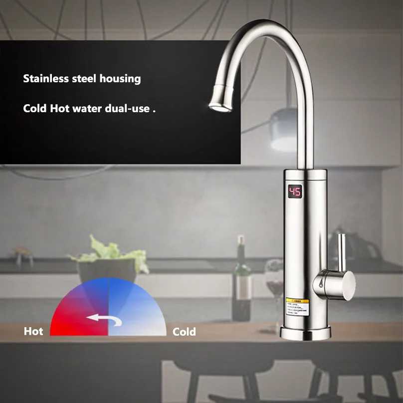 220 В электрический водонагреватель из нержавеющей стали с поворотом на 360 градусов кухонный кран мгновенный нагреватель воды кран со светодиодным дисплеем