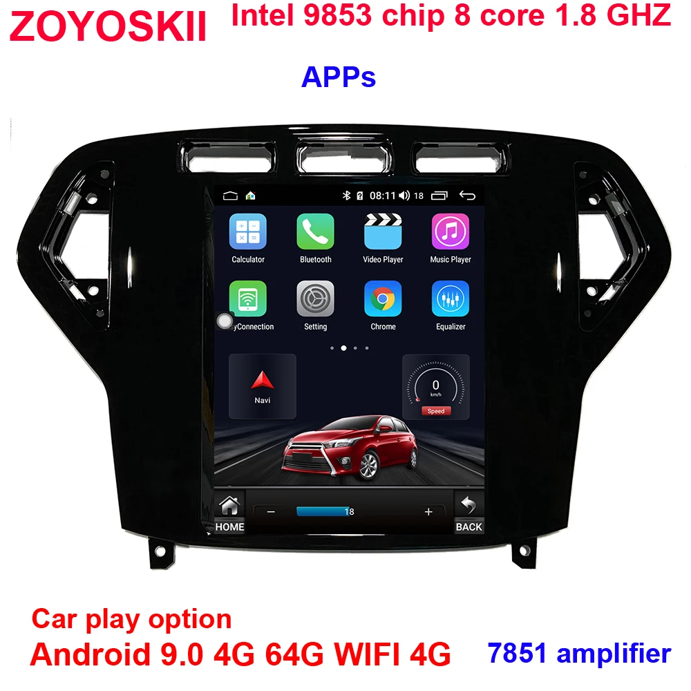 US $145.50 Android 10 Inch Vertical Screen Tesla Style Car Gps Multimedia Radio Bluetooth Navigation Player For Ford Mondeo 20072010