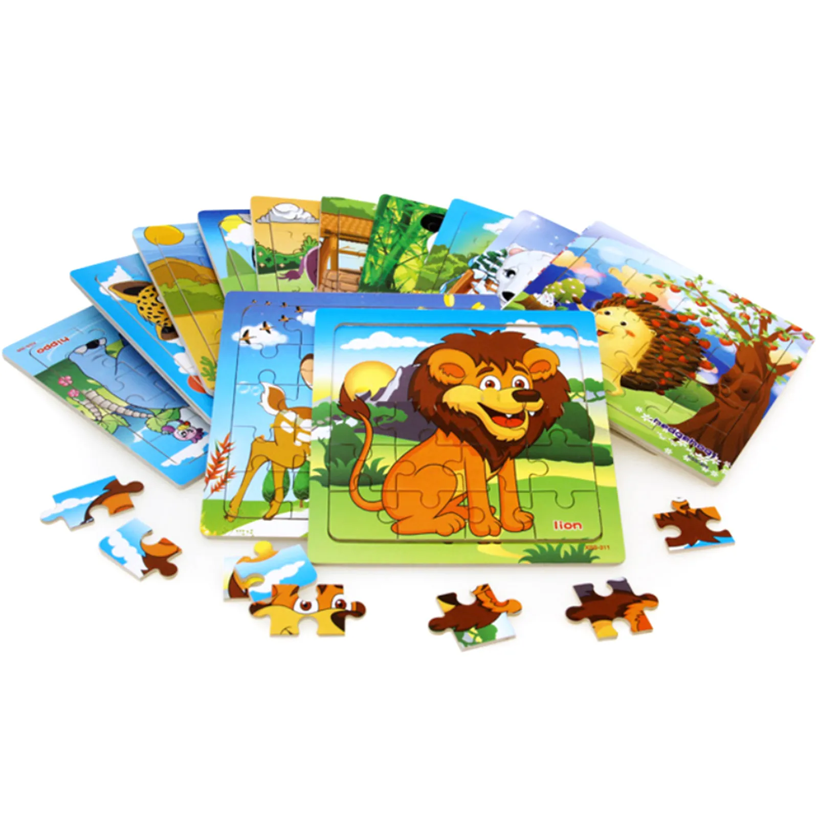 

Wooden Forest Animals 2-3-4 Years Old Baby With Base Map To Participate In Puzzle Toys-20PCS