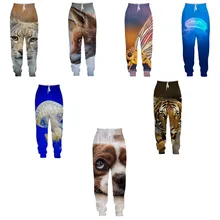 EAnvog с животным рисунком, 3D принт, брюки, S-5XL, полная длина, унисекс, шнурок, красочные, повседневные, животные, тренировочные штаны для пары