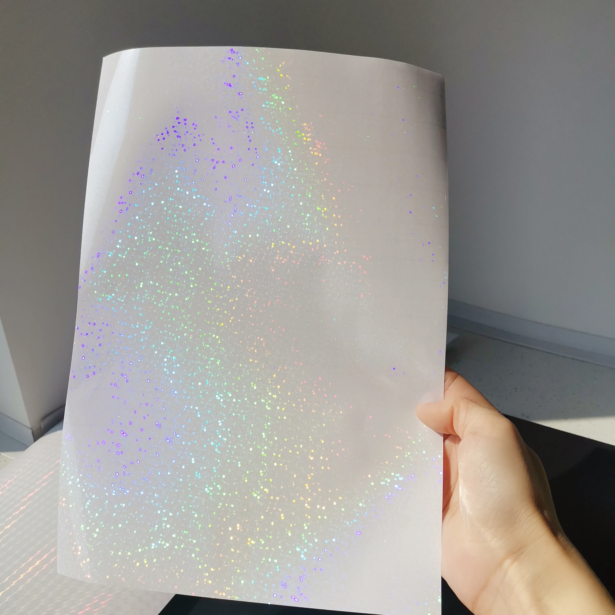 210 X 297 MM Holographic Sand Photo Adhesive Tape Back Hot Stamping On Paper 50 Sheets DIY Package Color Card