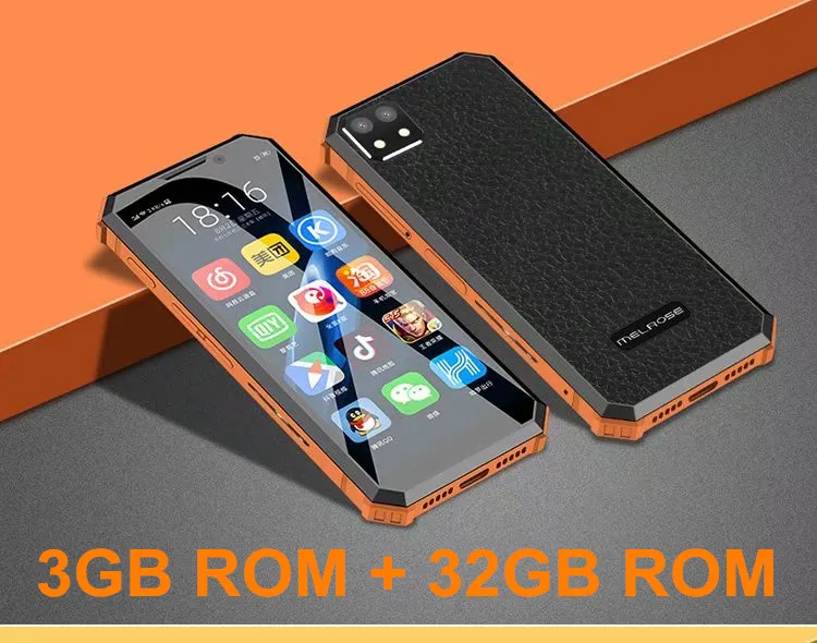 Melrose карманный мини-смартфон, отпечаток пальца ID, ультратонкий 3,5 дюймов MTK Android 8,1, студенческие Android Мобильные телефоны - Цвет: 32GB ROM Orange