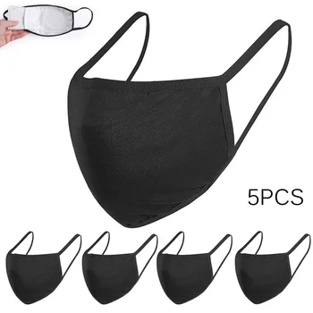 

5PCS Unisex Face Mask Pollution-proof Windproof Washable and Reusable Mouth Face Masks Mouth Cover Facemask Maschere