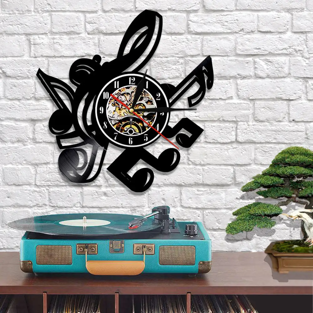 Музыкальные заметки настенные художественные скрипичный ключ настенные часы навесной домашний Декор Лист Музыка искусство винтажная