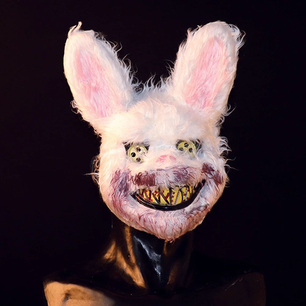 Хэллоуин злой плюшевый кролик маска призрак маска искусственное животное кролик головной убор маскарадные маски вечерние реквизит для выступления