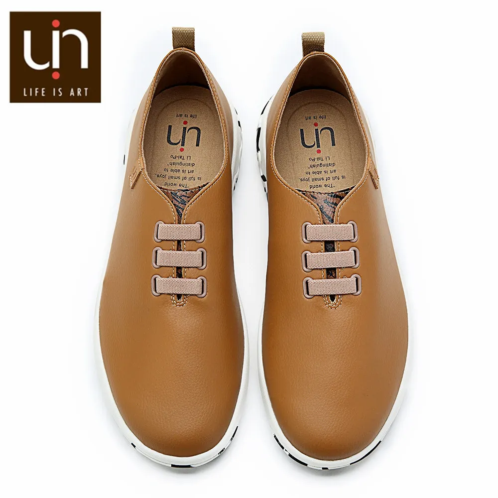 UIN Moguer/серия Deventer; повседневная обувь на плоской подошве для женщин и мужчин; лоферы из микрофибры; модные уличные кроссовки; очень легкие - Цвет: Коричневый