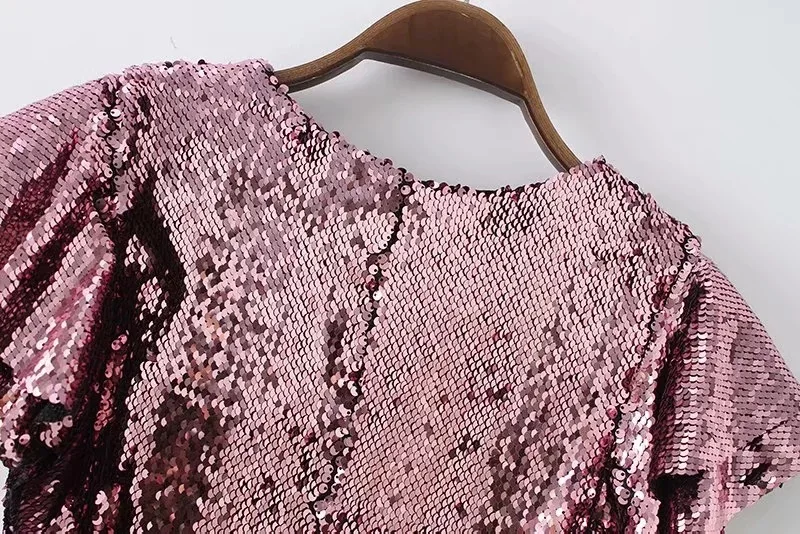 AliExpress EBay, стиль, Европа и Америка, женское платье, с блестками, ламинированное, с коротким рукавом, платье, модная версия