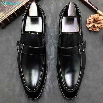 

QYFCIOUFU Mens Formal Shoes Genuine Leather Oxford Shoes For Men Wedding Business Office Shoes Buckle Male Zapatos De Hombre