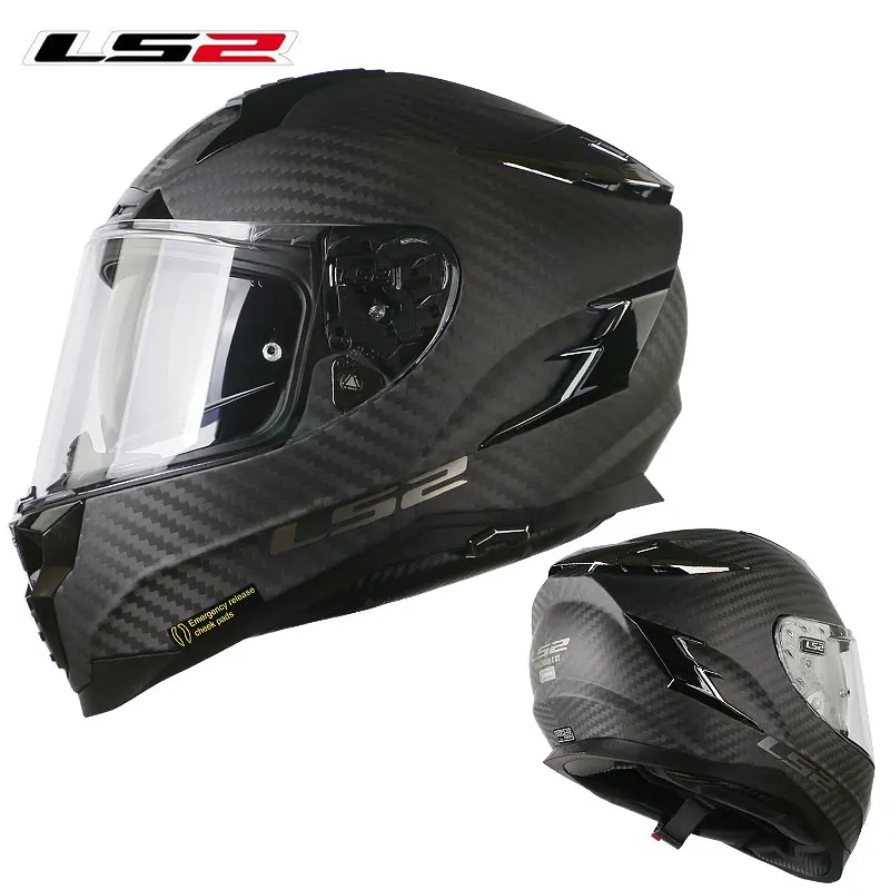 LS2 FF327 Полнолицевой мотоциклетный шлем Challenger из углеродного волокна capacete LS2 шлем с внутренним солнцезащитным покрытием для мужчин и женщин - Цвет: Matte Black