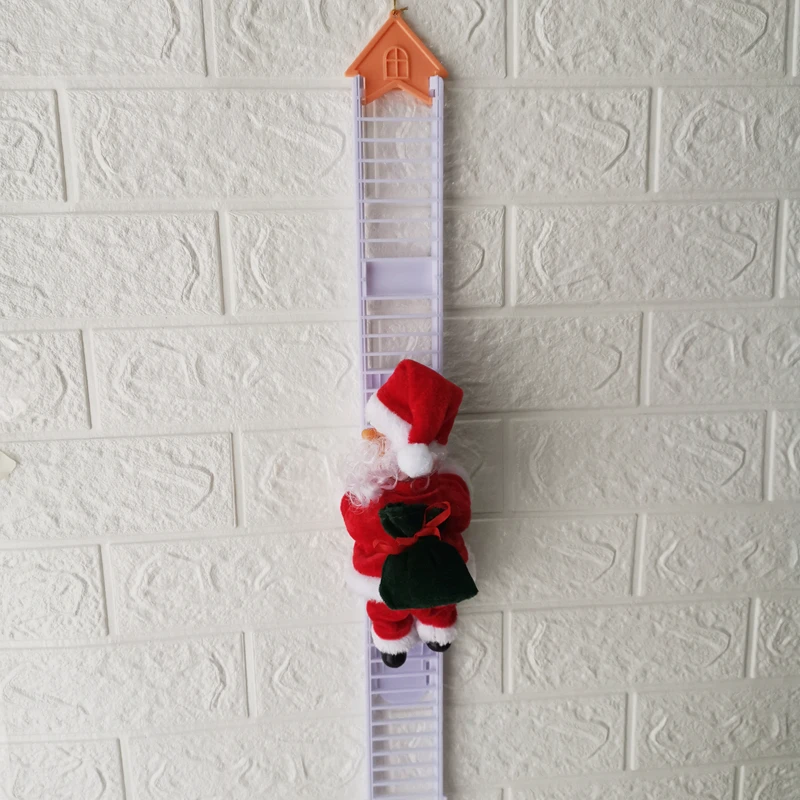 Gift Electric Climbing Ladder Santa Claus Christmas Ornament Decoration For Home Christmas Tree Hanging Decor With Music