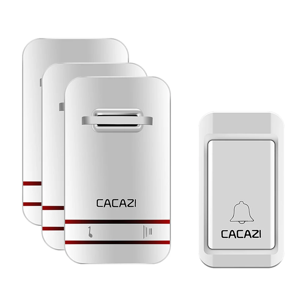1 button 3 receiver CACAZI водонепроницаемый беспроводной дверной звонок с автономным питанием светодиодный светильник без батареи домашний звонок США ЕС Великобритания вилка 38 кольцо 1 Кнопка 1 2 3 приемник - Цвет: 1 button 3 receiver