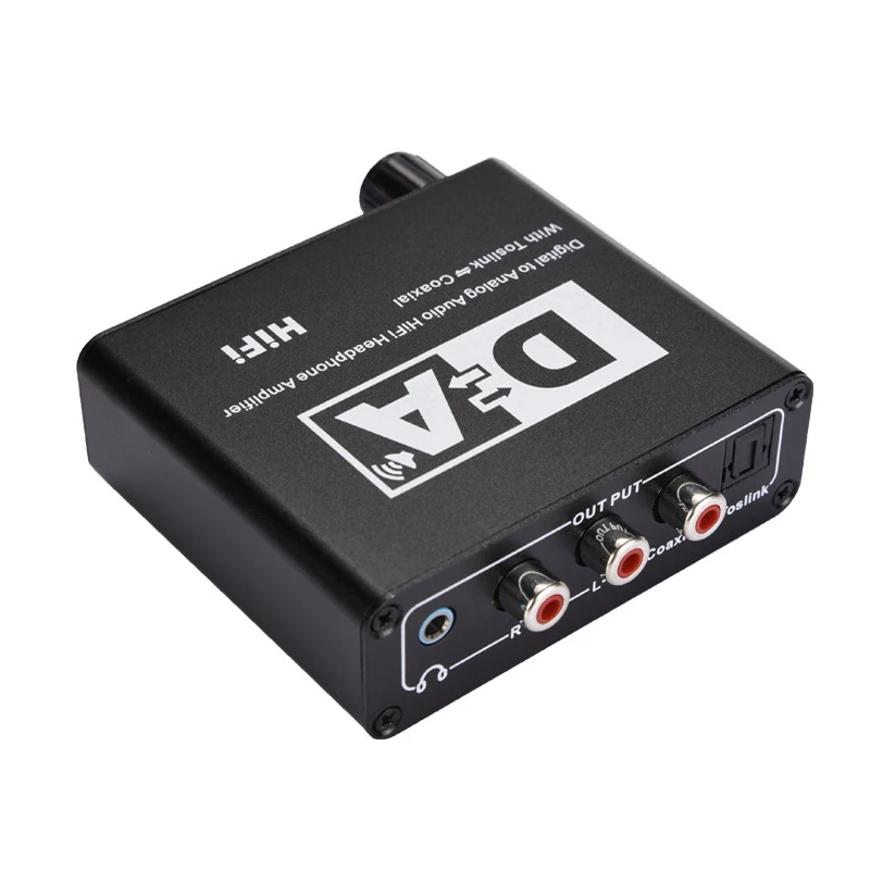 Hifi DAC Amp цифро-аналоговый аудио конвертер RCA 3,5 мм усилитель для наушников Toslink оптический коаксиальный выход портативный dac 24 бит - Цвет: black