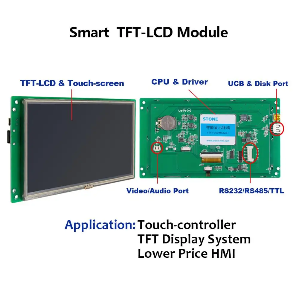 Support Any Microcontroller Intelligent UART LCD Touch Module 4.3 inch