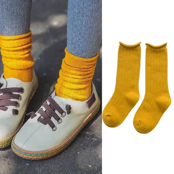 

Solid Kids Long Socks Mid Tube Baby Cotton Beauty Candy Colors Warmers Socks Boys Girls Children Clothes Knee Socks School
