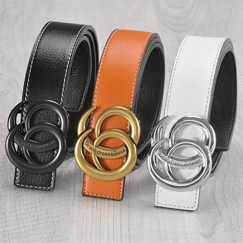 New Fashion Hot sales Lychee top layer cowhide Bronze buckle Style Real man business belt women leisure belt Free shipping