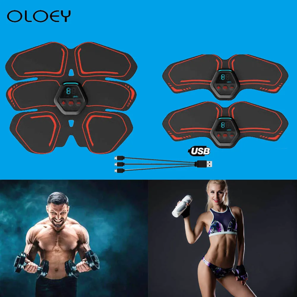 

USB Charging Easy Operate Exerciser Gym Home Belt Massage Abdominal Muscle Stimulator Fitness Effective Trainer Fat Burning Body