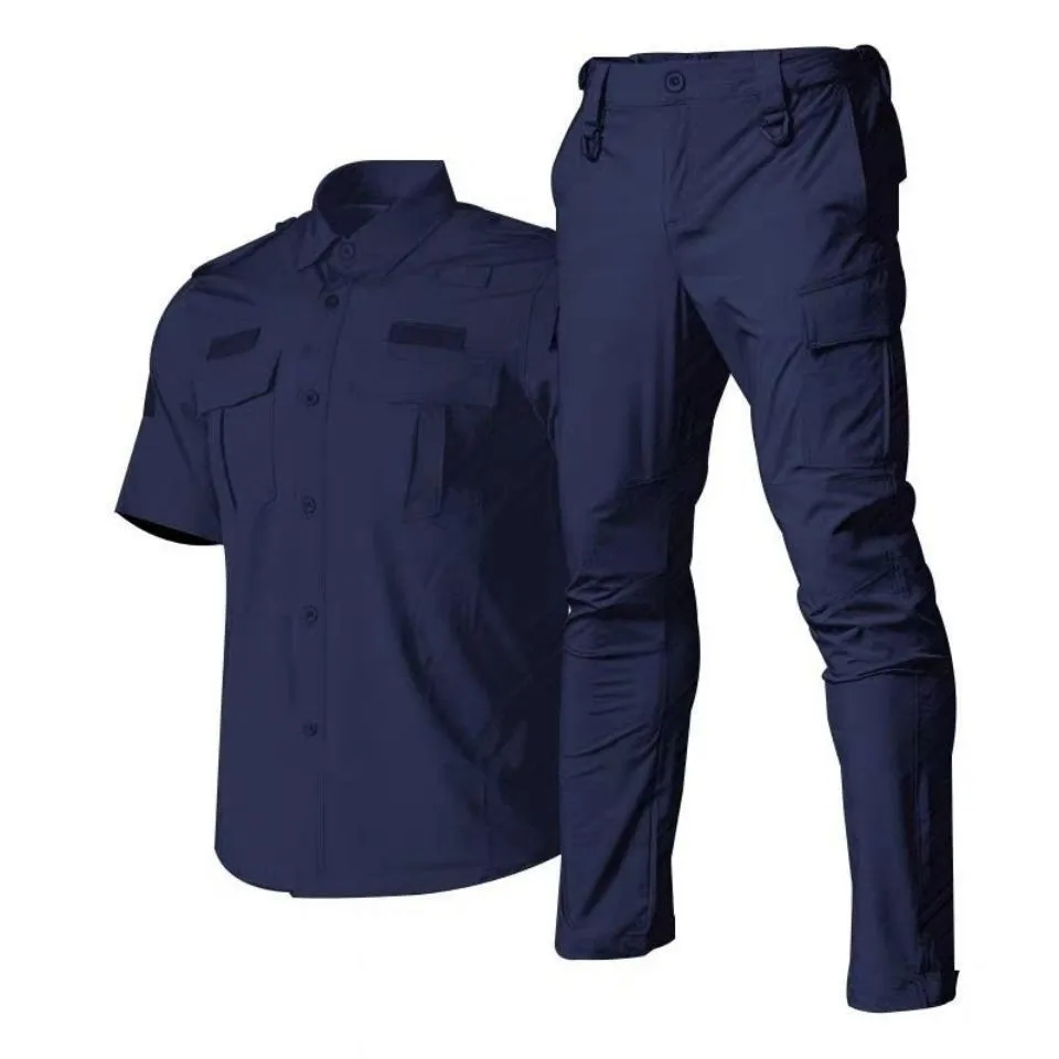 Quick-drying Strech Flexible Fabric Training Uniform Security Uniform Black Navy Blue Police Suit For Men Workwear Men Winter 3