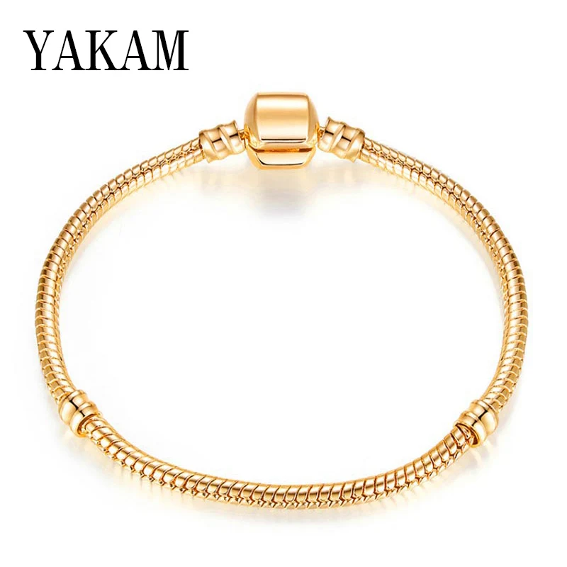 Gold Color Базовый браслет на цепочке в виде змеи, браслет Pandora, подарки для девочек, Sieraden для женщин, ювелирные изделия, модные браслеты Mary, аксессуары - Окраска металла: Gold Color