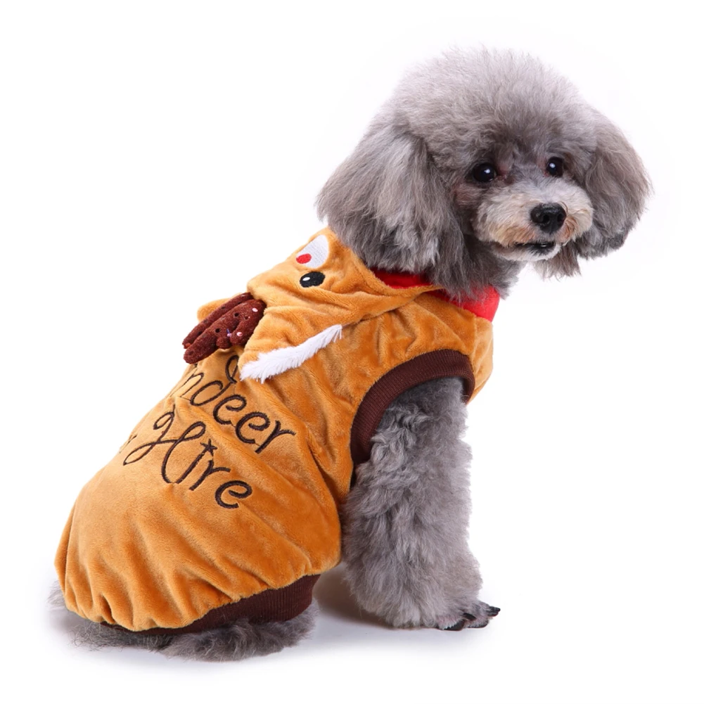 Winter Christmas Elk Shape Pet Dog Hoodie Clothes Breathable Costume Apparel