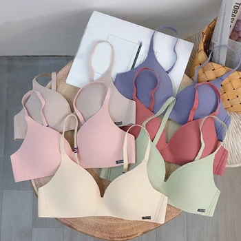 

DeRuiLaDy Underwear Women Fashion Solid Color Wireless Bra Breathable Thin Sexy Lingerie Comfort Seamless Push Up Bralette Top