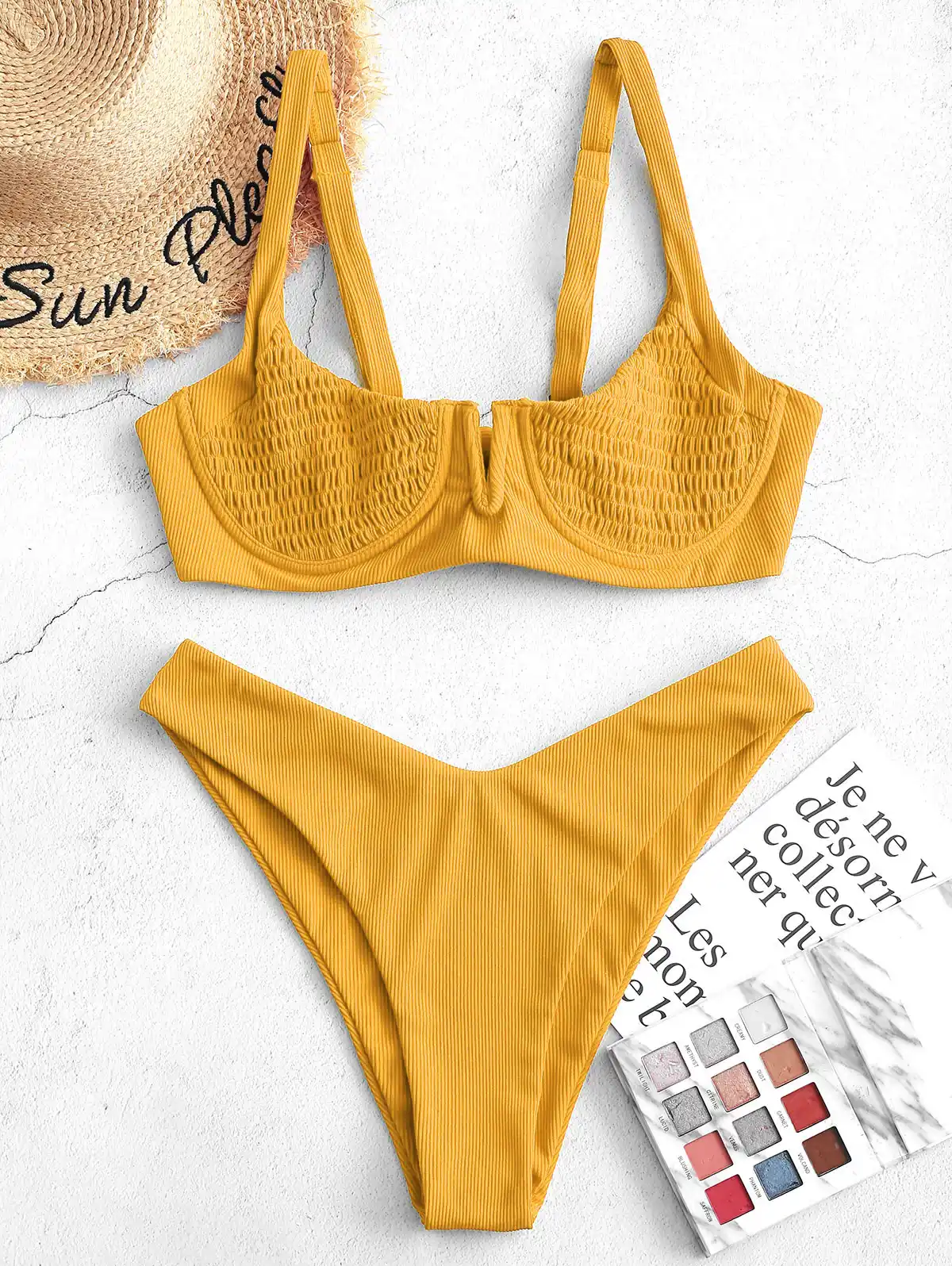 smocked underwire bikini