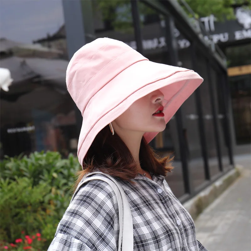 7 Double Side Womens Sun Women Bucket Hats 22 Colors Wide Brim Visor Hats Lady Sunbonnet Fedoras - Цвет: 7