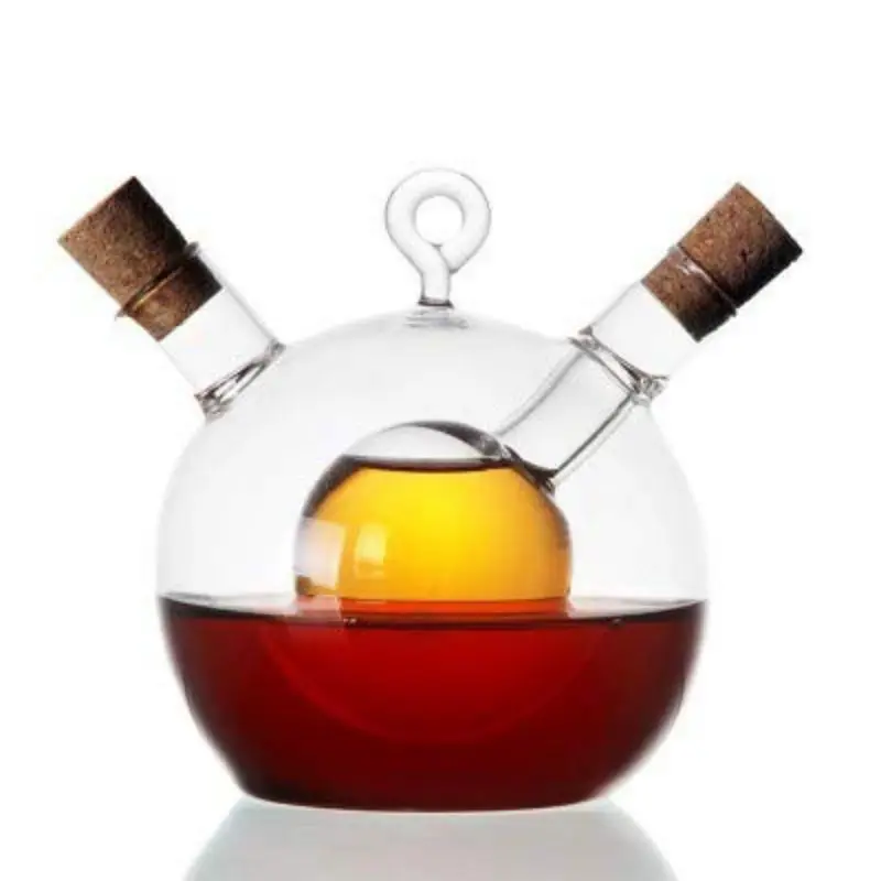 

Glass Double-mouth Seasoning Bottle Round Ball Oil Bottle Soy Sauce Bottle Multi-purpose Cruet
