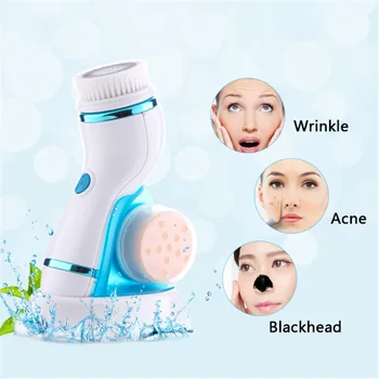

4 In 1 Ultrasonic Electric Facial Cleansing Brush Massager Rechargeable Pore Face Cleaning Device Skin Care Brush For Face