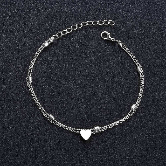 Retro Pearl Heart Infinity Ankle Anklet Bracelet Set Bohemia Foot Beach Anklets Women Fashion Barefoot Chain Jewelry
