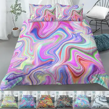 

Mystic 2/3pcs Bedding Set Colorful Printed Marble Bed Kids Duvet Cover European Size King Queen Quilt Cover Comforter Cover