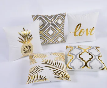 

Golden Pieapple Pillowcases,Flannel Bronzing Pillow,Golden Geometry Cover and Core for Love Home,45 Cm Decorative Pillow