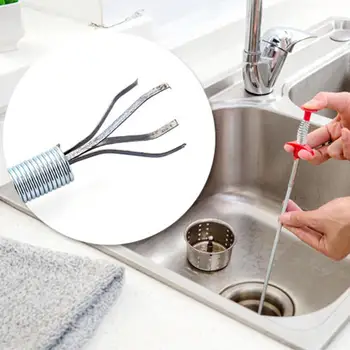 

60cm Bendable Drain Clog Water Sink Cleaning Hook Sewer Dredging Tool Kitchen Spring Pipe Hair Remover Hair Remover kitchen tool