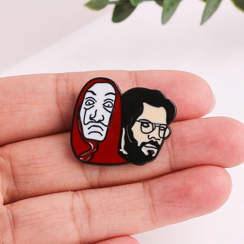 В House of Paper деньги Heist Броши La Casa De Papel Сальвадор Дали профессора забавная Брошь