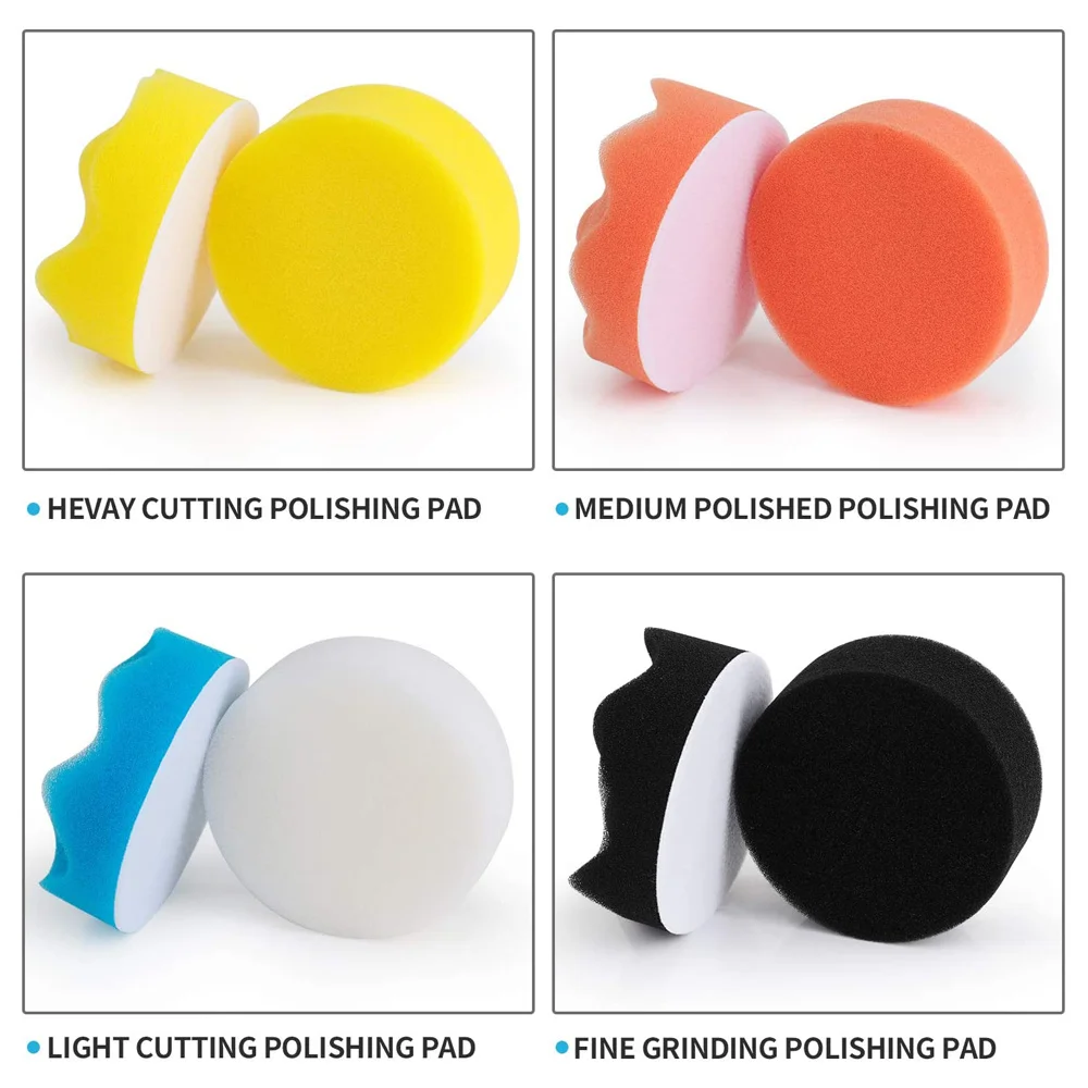 11Pcs 3 or Car Polisher Drill Adaptor M10 M14 Power Tools/4/5/6/ Inch Waffle er Polishing Pad Set CN Promotion