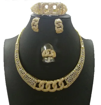 

Accking Luxury 4pcs Bridal Jewelry Sets bange ring earring necklace CZ Jewelry Set For Women Wedding Party Accessories Design