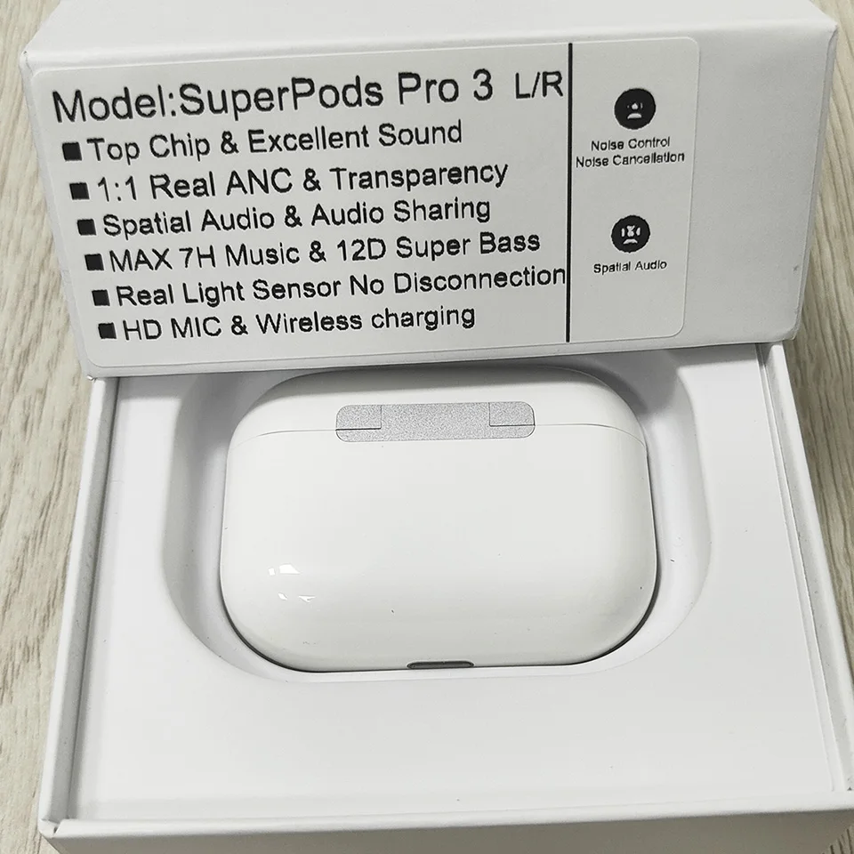 Наушники 45 дБ ANC для airpods 3 SuperPods Pro TWS микросхема 1562H активное шумоподавление