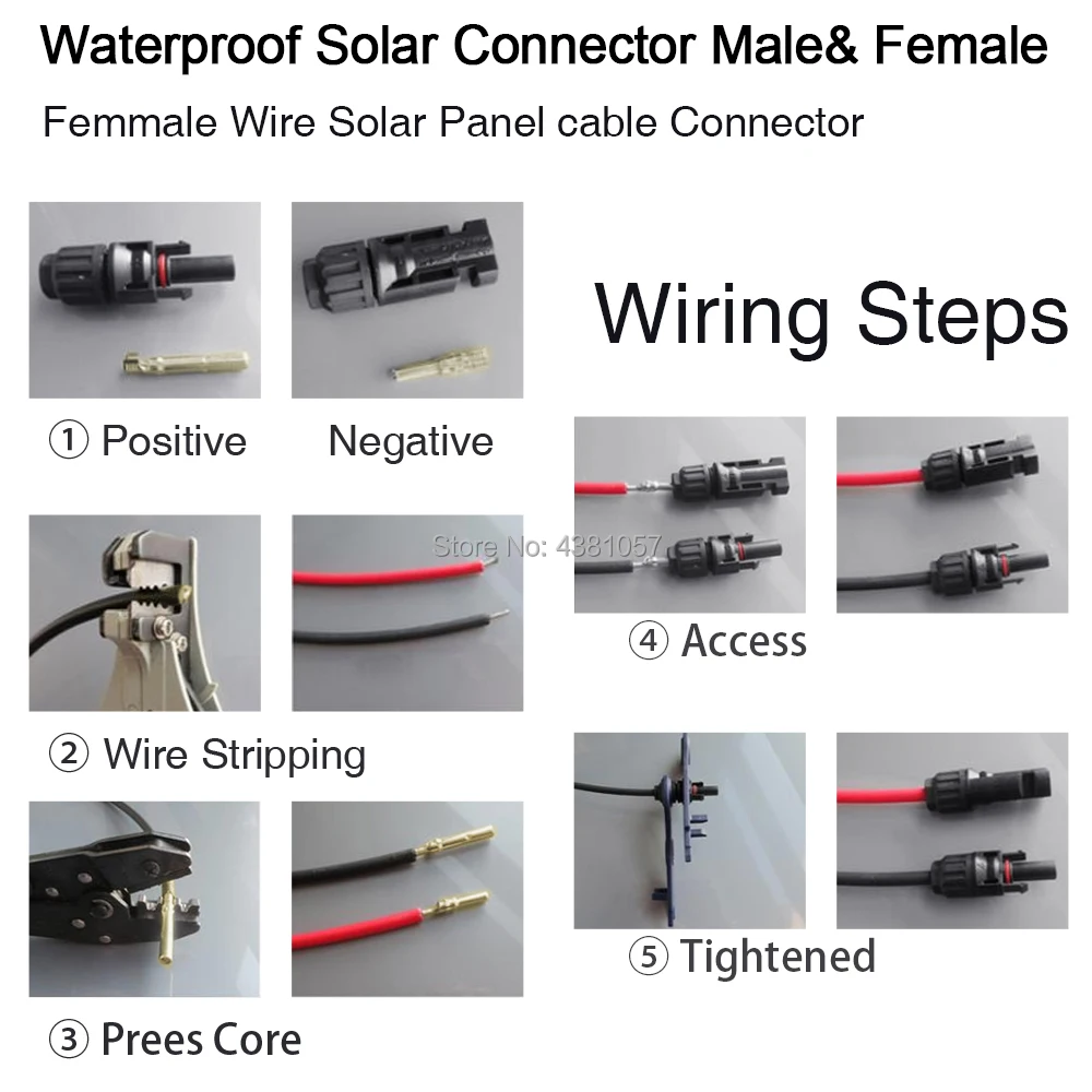 Qualitätsdraht BMF Direct Solarpanel PV Kabel DC Schwarz doppelt isoliert 4 mm2 6 mm2 10 mm2-1800 V MC4 Connectors 2 Pairs
