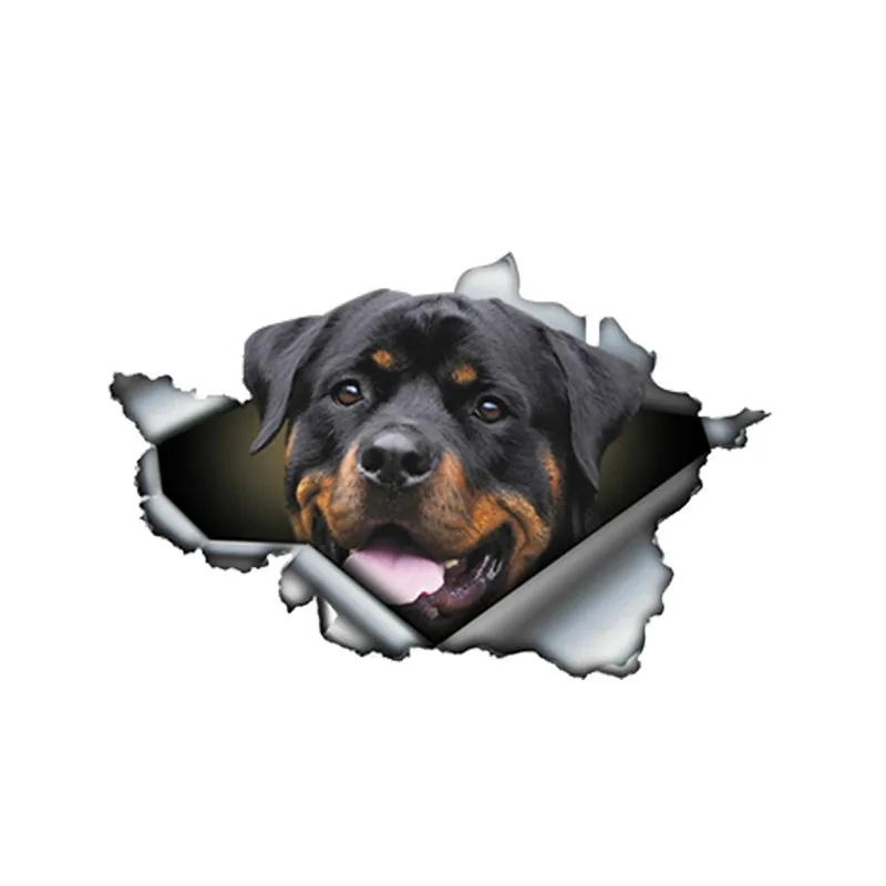 

13cm x 8cm Funny Rottweiler Car Sticker Vinyl Torn Metal Decal Reflective Stickers Pet Dog Decals 3D Car Styling