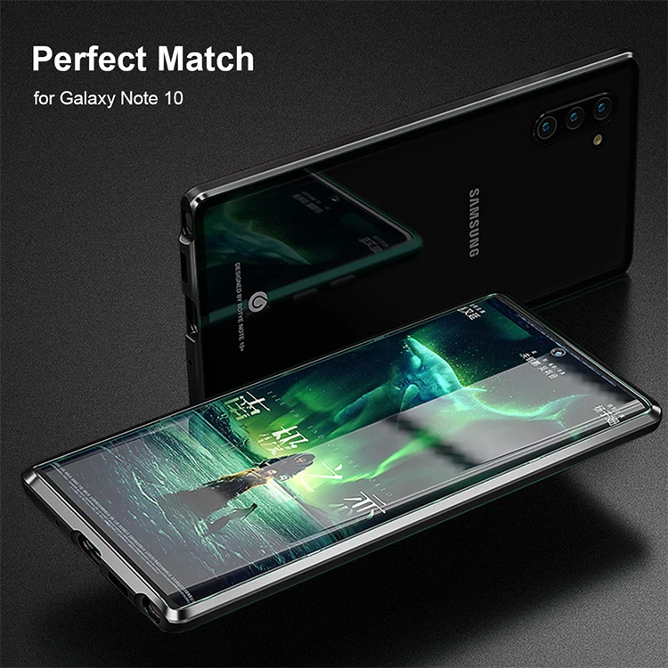 Металлический магнитный чехол для samsung Galaxy Note 10, чехол для телефона, армированный магнит с задней стеклянной защитой, чехол для Galaxy Note 10